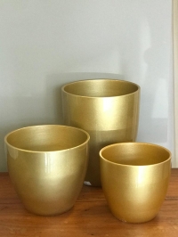 Conjunto 3 cachepots dourados