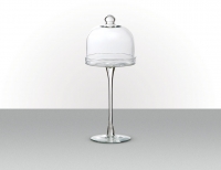 Prato vidro transparente com cúpula 18cmX30cm 