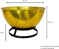 Champanheira redonda dourada martelada c/ suporte p/ mesa (12 LITROS)