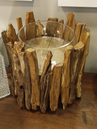 Suporte Rustico madeira c/ bowl em vidro