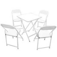 Conjunto mesa quadrada com  4 cadeiras - aço