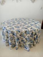 Toalha redonda 3,20m azul floral