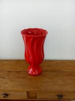 Vaso porcelana ondulado vermelho G